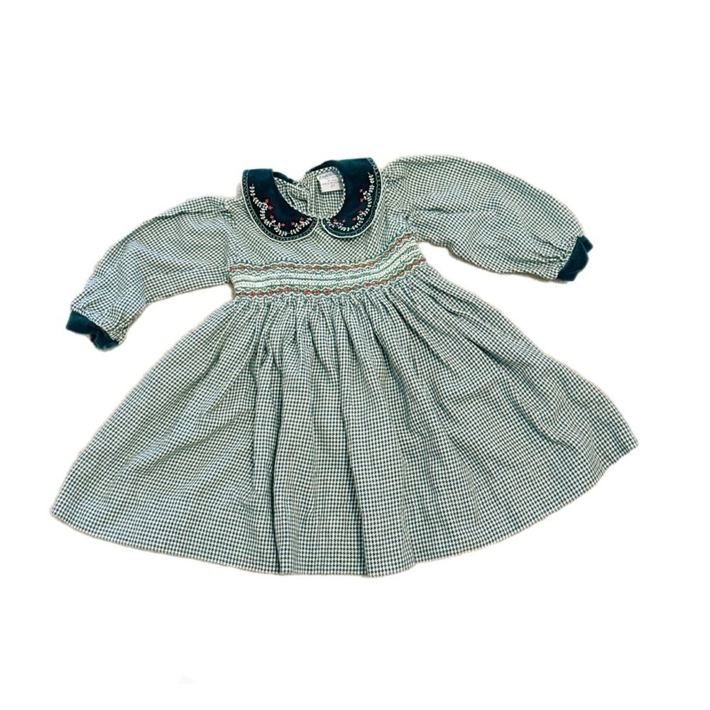 Vintage Friedknit Creations Smocked  Collared Dress 2t